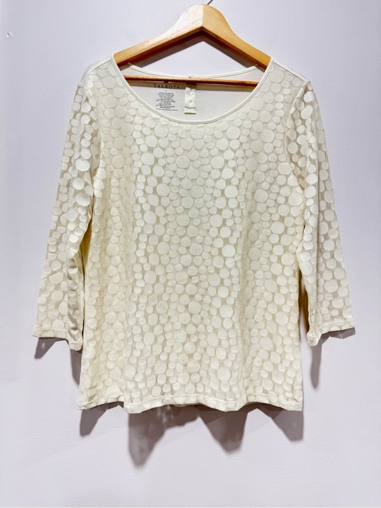Talbots Tops - Talbots‎ Ivory Textured Circle Mesh Overlay Top Size L